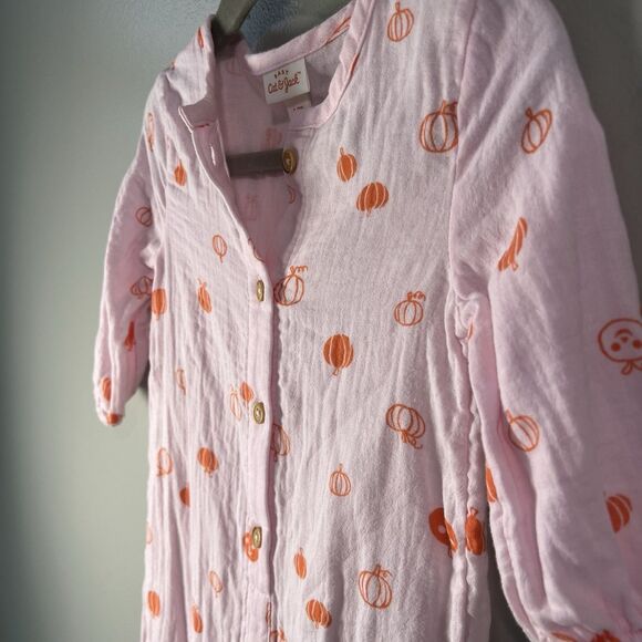 Cat And Jack Light Pink One Piece w pumpkin pattern, size 6-9M NWT - Picture 2 of 8